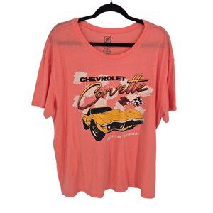 General Motors GM pink XL 16 18 corvette short sleeve shirt scoop neck